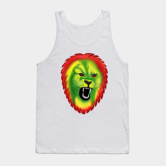 Reggae Rasta Colors Lion Gift Tank Top by Merchweaver